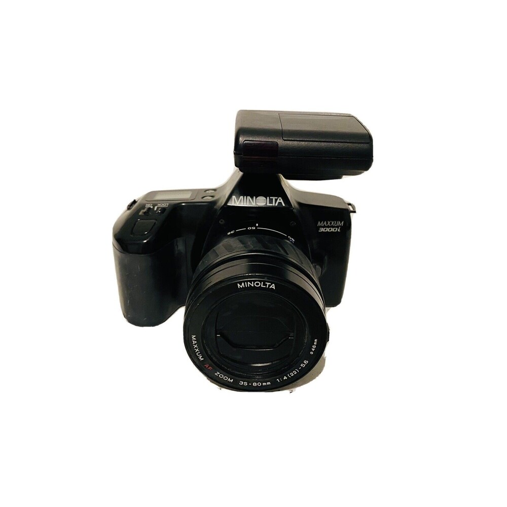 Minolta Maxxum 3000I SLR Film Camera W/35-80mm Lens & Maxxum D 316i Flash